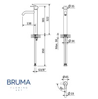 MEDIDAS MONOMANDO LAVABO X-ALPHA BRUMA